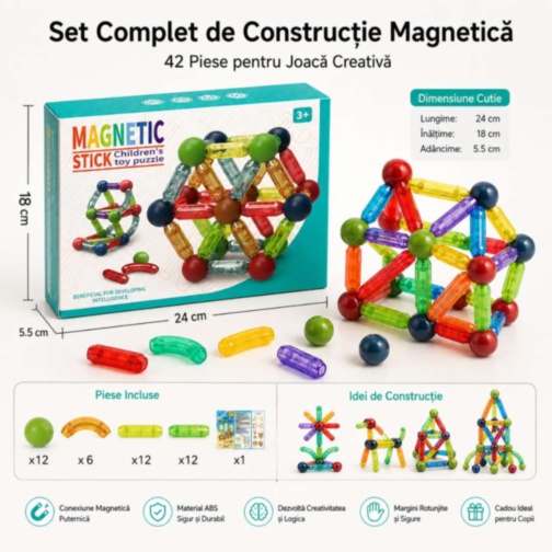 Set Magnetic de Construcție Creativă cu 42 Piese