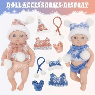 Păpușă Bebeluș Realistică cu Ținută de Iarnă și Accesorii (albastru) | image