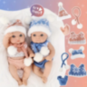 Păpușă Bebeluș Realistică cu Ținută de Iarnă și Accesorii (albastru)