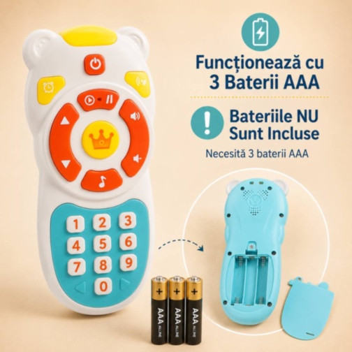 Telecomandă jucărie muzicală cu lumini pentru bebeluși
