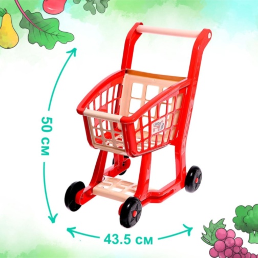 Cărucior de Cumpărături pentru Copii cu Accesorii Supermarket (roșu)