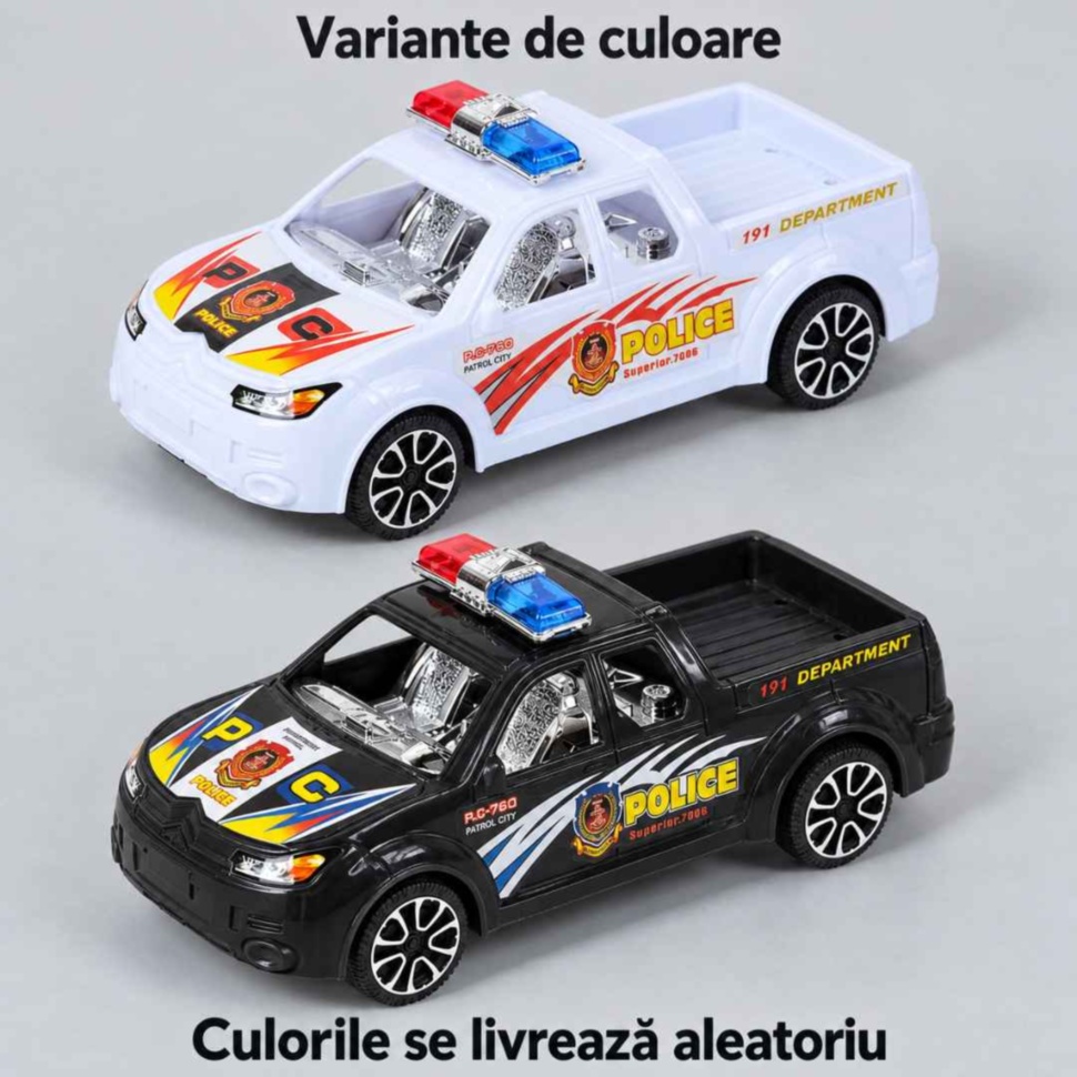 Mașină de poliție pickup în variantele albă și neagră, cu livrare aleatorie a culorii