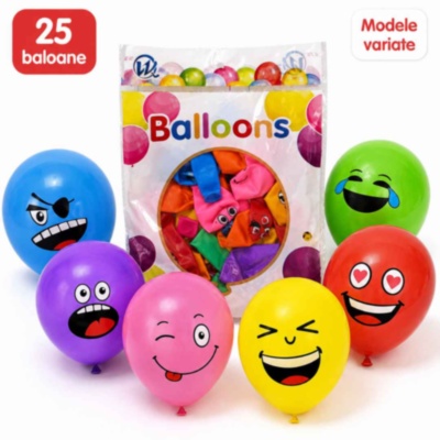 Set 25 de baloane colorate cu fețe emoji | image