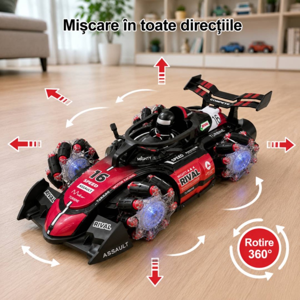 Mașinuță RC cu roți speciale pentru deplasare multidirecțională