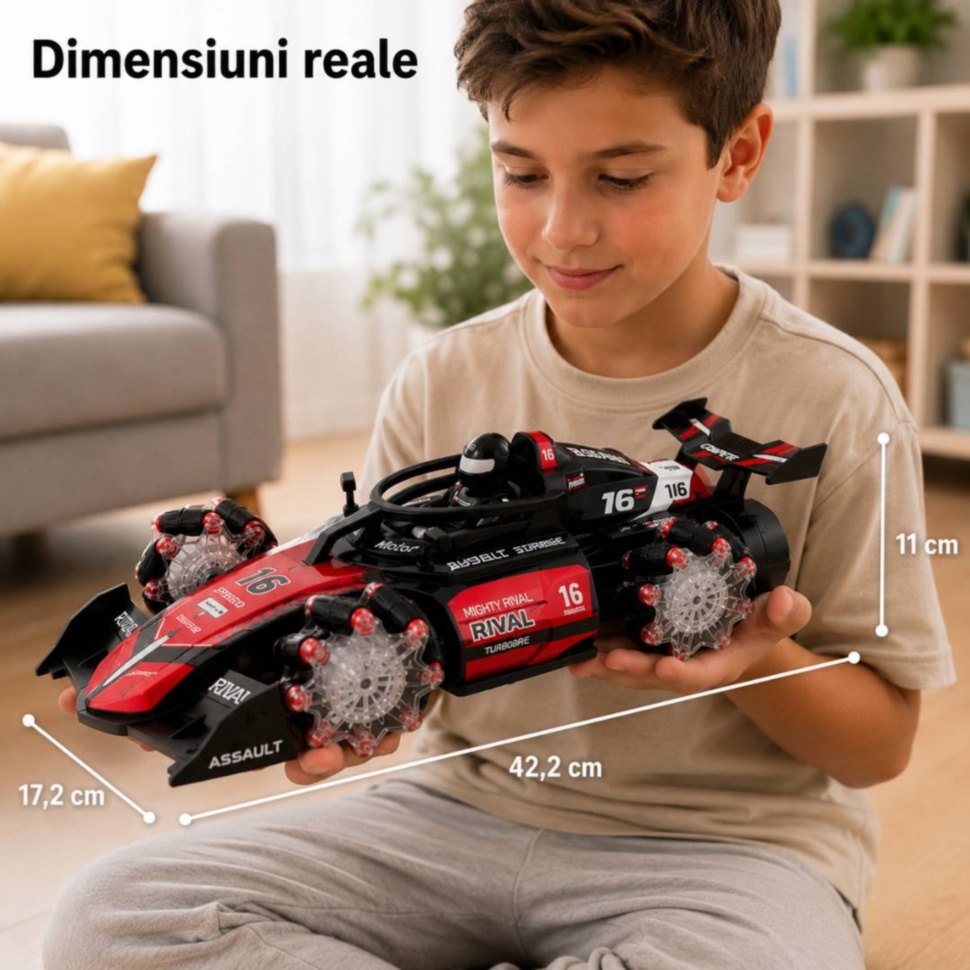 Efect de fum la mașinuța RC Stunt Car după adăugarea apei