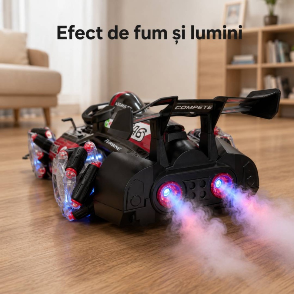 Mașinuță RC Stunt Car cu telecomandă pentru manevre laterale și diagonale