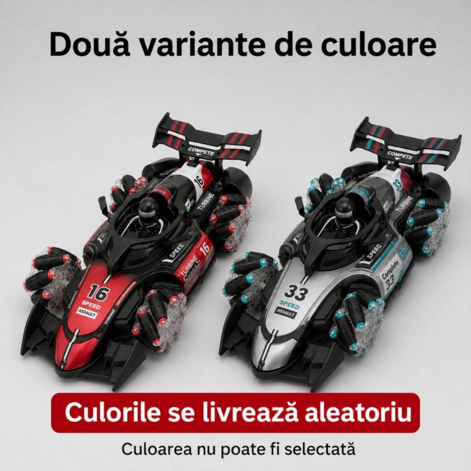 Copil se joacă cu mașinuța RC Stunt Car pe suprafață netedă