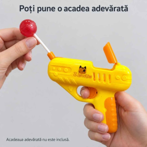 Pistol de jucărie cu acadea retractabilă și două accesorii
