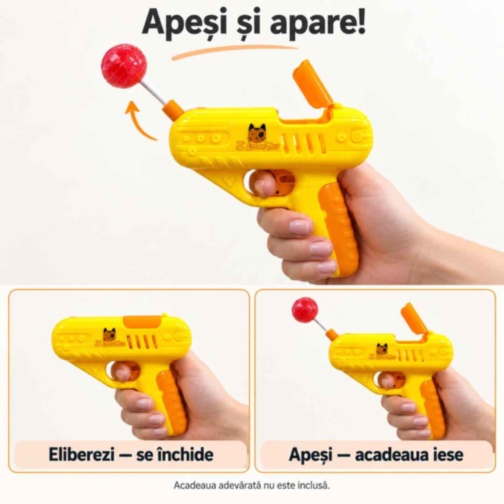 Pistol de jucărie cu acadea retractabilă și două accesorii