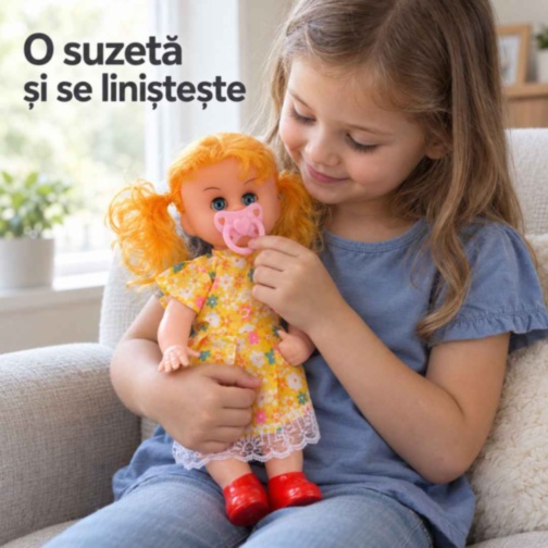 Păpușă cu suzetă și sunete de plâns, 33 cm