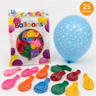 Set 25 de baloane colorate cu model steluțe | image