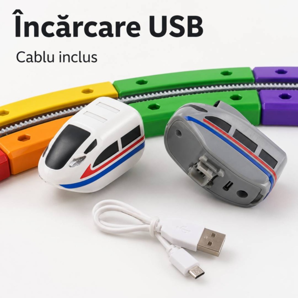 Încărcare USB pentru trenulețele electrice Cube Track cu cablu inclus
