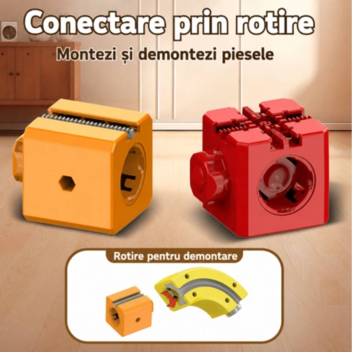 Set de construcție Cube Track cu două trenulețe electrice