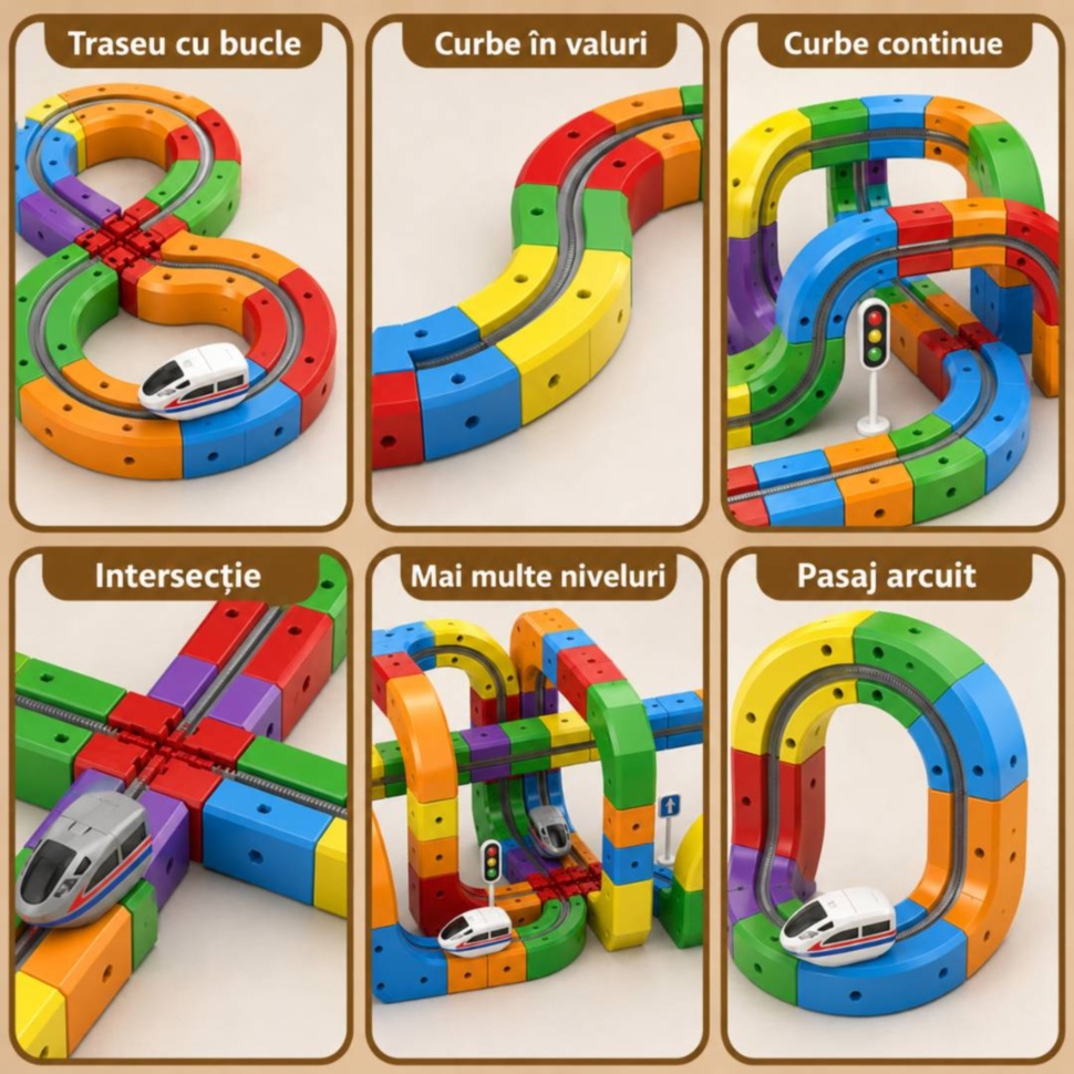 Trasee Cube Track cu bucle, curbe în valuri, intersecții și pasaje arcuite