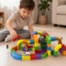 Set de construcție Cube Track cu două trenulețe electrice