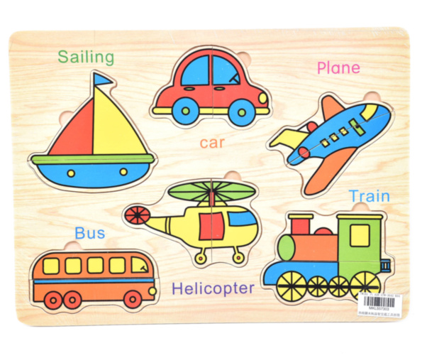 Puzzle Incastru din Lemn cu Vehicule