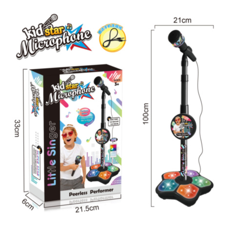 Microfon Karaoke cu Suport Reglabil, Amplificator de Voce, Mufă MP3 și Lumini