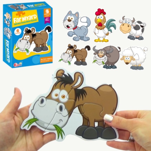 Puzzle Montessori Animale De Fermă 6-în-1 Pentru Copii
