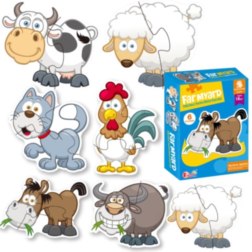 Puzzle Montessori Animale De Fermă 6-în-1 Pentru Copii