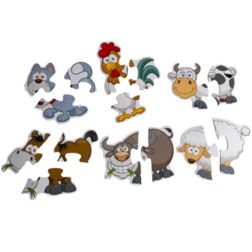 Puzzle Montessori Animale De Fermă 6-în-1 Pentru Copii