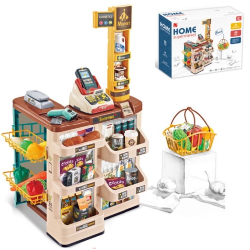 Casă de marcat supermarket copii cu accesorii și scanner