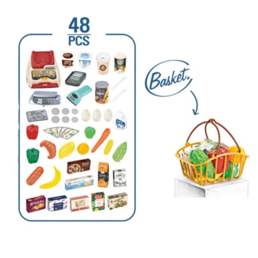 Casă de marcat supermarket copii cu accesorii și scanner