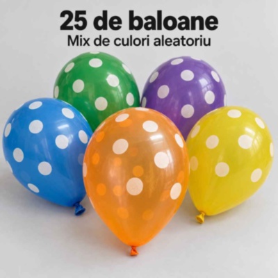Set de 25 de baloane colorate cu buline albe | image