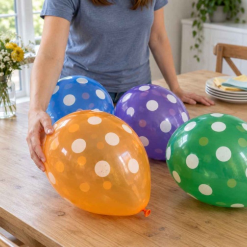 Set de 25 de baloane colorate cu buline albe