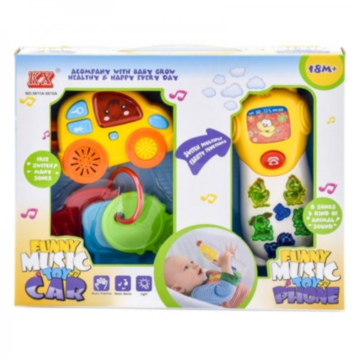 Set Cheie Auto cu Alarmă și Telefon cu Lumini și 8 Melodii