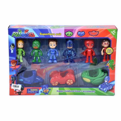 Eroii în Pijamale, set 6 Figurine și 3 Mașinuțe 
