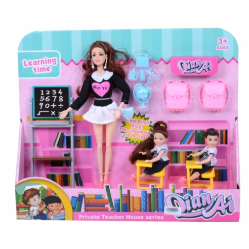Barbie Profesoară cu Elevi și Accesorii