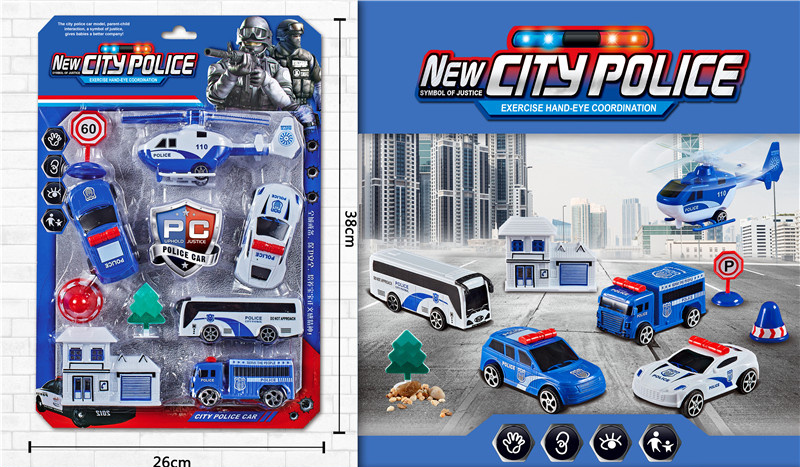 Set 5 Vehicule de Poliție cu Accesorii