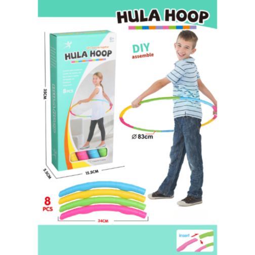 Hula Hoop Asamblabil - 8 Piese Colorate, Diametru 83 cm, Distracție și Exercițiu pentru Copii