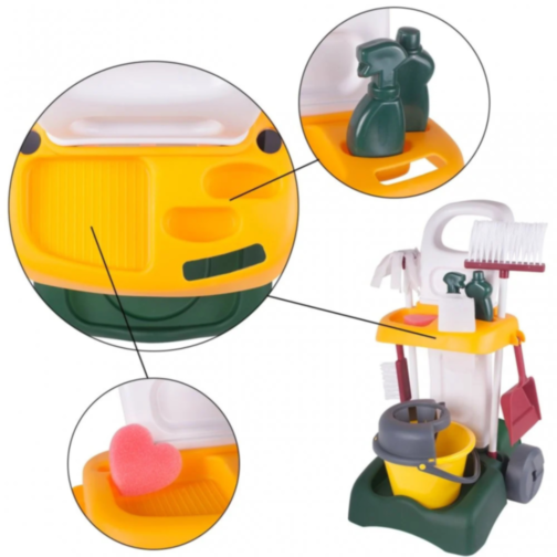 Set de Curățenie pentru Copii | Cărucior cu Accesorii și Ustensile