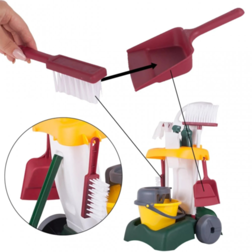 Set de Curățenie pentru Copii | Cărucior cu Accesorii și Ustensile