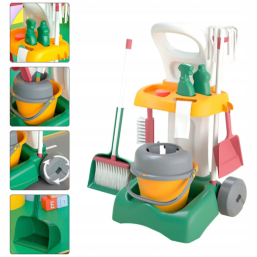 Set de Curățenie pentru Copii | Cărucior cu Accesorii și Ustensile