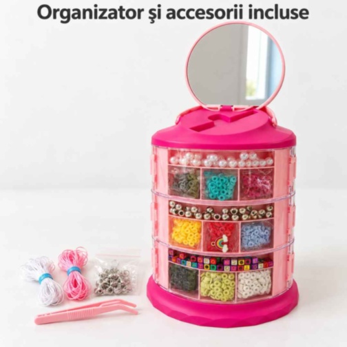 Set creativ pentru brățări cu mărgele și organizator