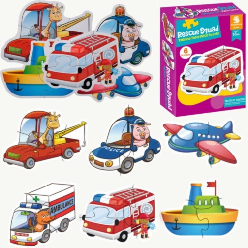 Puzzle Montessori Vehicule de Salvare 6 în 1