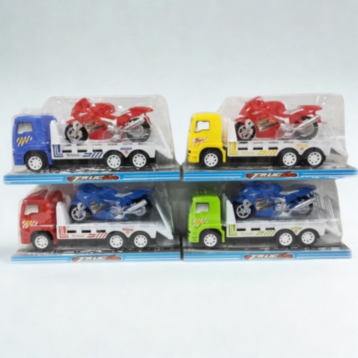 Camion Platformă Transport Motocicletă de Jucărie Copii (culoare aleatorie)