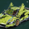 Mașină Supercar Mecanică Verde cu Funcție Pull-Back, Set de 470 Piese  