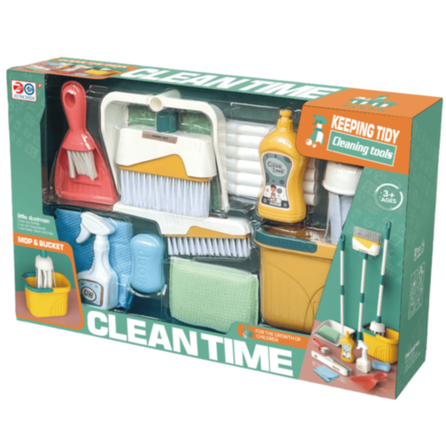 Set Jucărie de Curățenie Clean Time – Mop, Găleată și Accesorii pentru Copii Set Jucărie de Curățenie Clean Time – Mop, Găleată și Accesorii pentru Copii
