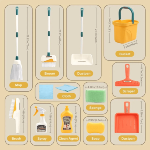 Set Jucărie de Curățenie Clean Time – Mop, Găleată și Accesorii pentru Copii Set Jucărie de Curățenie Clean Time – Mop, Găleată și Accesorii pentru Copii