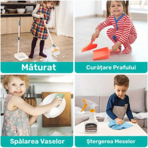 Set Jucărie de Curățenie Clean Time – Mop, Găleată și Accesorii pentru Copii Set Jucărie de Curățenie Clean Time – Mop, Găleată și Accesorii pentru Copii