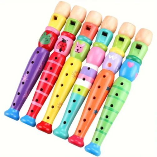 Fluier din Lemn pentru Copii – Design Colorat (culoare aleatorie)
