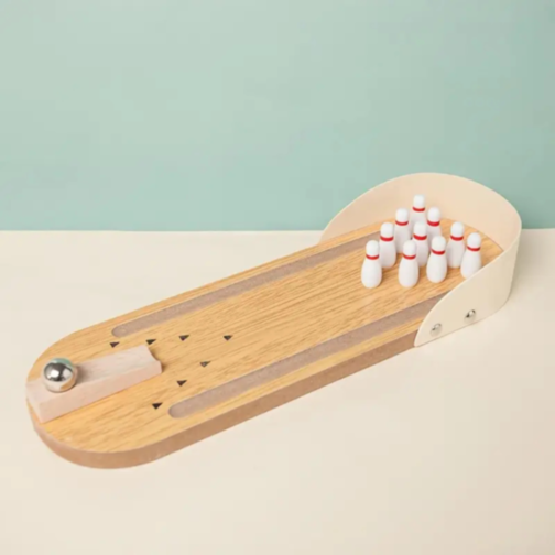 Bowling de Masă din Lemn – Joc Interactiv pentru Copii și Familie