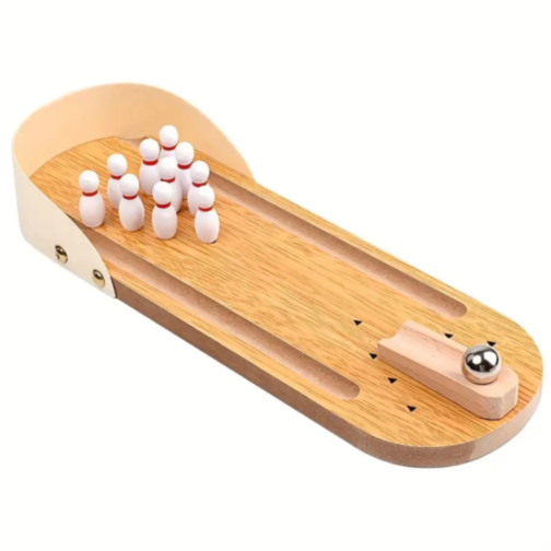 Bowling de Masă din Lemn – Joc Interactiv pentru Copii și Familie