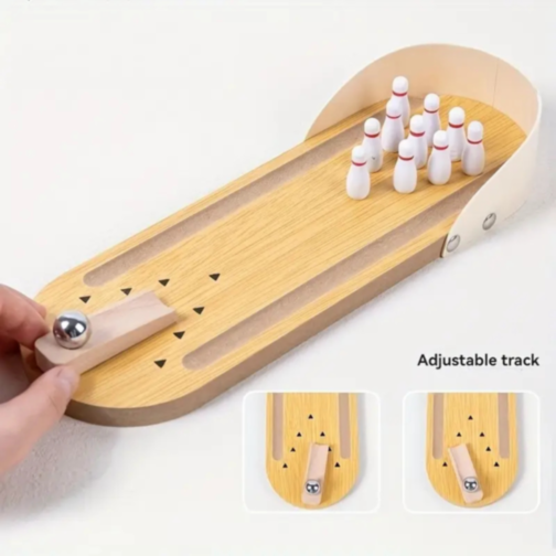Bowling de Masă din Lemn – Joc Interactiv pentru Copii și Familie