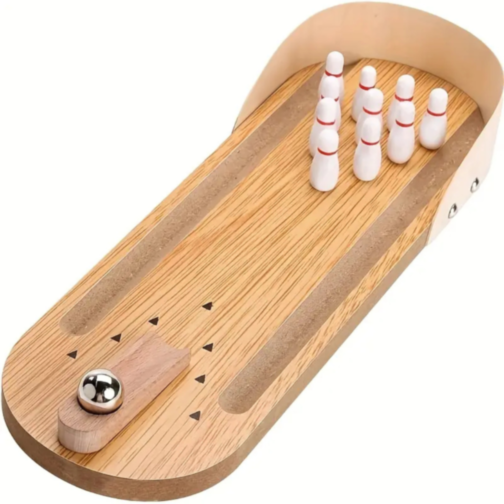 Bowling de Masă din Lemn – Joc Interactiv pentru Copii și Familie