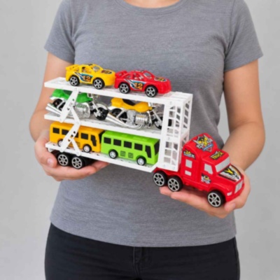 Camion transportor cu inerție și șase vehicule incluse | image