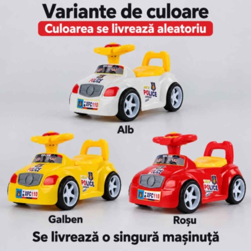 Mașinuță ride-on 2 în 1 cu oliță și muzică